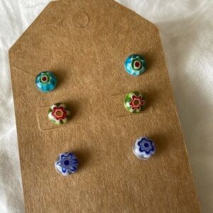 6 Pair of Mix and Match Tile Stud Earrings‎